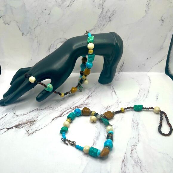 Set of natural stone and turquoise slave bracelets - Picture 1 of 10